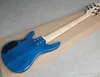 Aangepaste groothandel blauwe 6-string gitaar elektrische bassnaren en actieve circuits, vlam maple fineer, mahonany fingerboards zorgen voor aanpassen