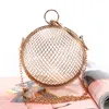 Factory direct whole handmade ball shape evening bag metal net clutch for banquet party prom306h