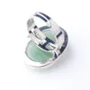 WOJIAER Oval Finger Rings Natural Gem Stone Green Aventurine Party Ring for Men Women Jewelry Z9167