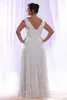 Cheap Full Lace Plus Size Wedding Dresses With Removable Long Sleeves Deep v Neck Bridal Gowns Beach Floor Length robe de mariee