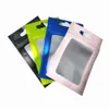 100PCS 12x20cm Colorful Matte Aluminum Foil Bag with Hang Hole Electronics Data Line Reclosable Pouch Mylar Plastic Food Storage Bag