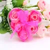 Cadeau de la Saint-Valentin rose artificielle en forme de coeur fleur de savon rose bicolore (6 / boîte) fleur de savon de décoration de mariage romantique XD22948
