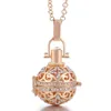 18K Rose Gold Koraliki Klatki Wisiorek Naszyjniki Hollow Crystal Dyfuzor Locket Aromaterapia Naszyjnik Olejowy dla kobiet w ciąży