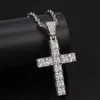 Iced Out CZ Bling Cross Pendant Necklace Mens Micro Pave Cubic Zirconia Square Stones Cross Pendant Necklace2862