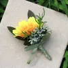 Künstliche Seide Sonnenblumen Mann Bräutigam Botounniere Frauen Braut Handgelenk Corsage Hochzeit Blume Party Dekoration