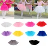 Bambini ragazza a tre strati balletto danza tutu gonna classico colore solido mini vestito pieghettato vestito elasticizzato sottogonna da poltrona