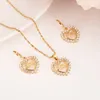 Fashion Bridal Love Heart White CZ Crystal Fine Gold GF Earring Pendant Halsband Bröllop Bridal smycken för kvinnor198x