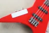 4 + 6 струнный Красный корпус электрическая бас-гитара с 2 Хамбакинг пикапами, хромированная фурнитура, может быть настроена