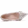 Splendidi cristalli diamanti scarpe da sposa punta punta tacchi alti pompe da sposa bianche scarpe da ballo per feste da donna AL2311194h