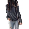 Long Lantern Sleeve Off Shoulder T Shirts Solid Color Loose Tops Tees Autumn Hoodie for Women Clothes