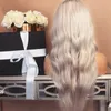 Hand Tied 360 Lace Frontal Silver Grey Color Wig 180 Density Heat Resistant Water Wave Synthetic Lace Front Wigs for Women Natural Hairline