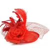 Vintage Birdcage Welon Hat with Feather 1920. klasyczne boho ślubne nakrycia głowy fascynujące kobiety ślubne czapki do panny młodej 2022 Trend Bridals