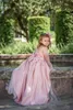 Prinzessin Spitze High Low Mädchen Pageant Kleid Langarm Mädchen Geburtstag Kleider Kinder Formale Party Tragen Blumenmädchen Kleider Erstkommunion Kleid