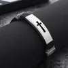 Stainless steel Cross Sign bracelet For Mens & Women Black Silicone Wrap Bangle Titanium steel 2019 Fashion Sport Jewelry Gift