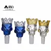 King Skull Big Crown Glass Bowl 14mm 18mm Male Joint Dry Herb Holder Blue Clear Color Bong Bowls Smoke Tool Slide 340