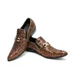 Mode klassisk vintage män paljetter äkta läder klänning skor med fest män skrubba loafers bröllopskor frisör skor