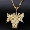 Cubic Zirconia US Dollars Money Bill in Hand Mens Necklace Really Riche personalized New Fashion 14K Gold CZ Hip Hop Punk Rock Rapper Jewelry Gifts for Guys Men Bijoux