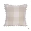 Pillowcases Tassel Pompom Ball Dekorativ kuddehölje Grid 5 Färger Kvadratkuddväska till soffstolsbil 45 * 45cm Gratis frakt