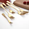 Gold Color Kolaci ze stali nierdzewnej Forks 5 Rozmiary Stock Ze Stali Nierdzewnej Kolacja Fork Tableware Widły Force Fruit Force