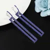 Wholesale- needle diamond rectangle dangle earrings for women luxury designer colorful diamonds iced out wedding engagement earrings gifts