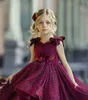 Sevimli Yeni Çiçek Kızlar Düğün için Çok Katmanlı Boncuklar İnciler Çocuklar Resmi Giyim Mücevher Yay Aplike Kız S Pegeant Elbise