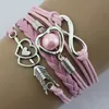 Fashion Infinity Love Heart perle bracciali con ciondoli per donna Uomo Freccia di Cupido Catena in pelle intrecciata Wrap Bangle Gioielli fatti a mano in massa