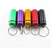 Hot New 6 Färg Vattentät Aluminium Medicin Piller Box Case Bottle Cache Holder Keychain Container Pill Bottle Fodraler WCW195