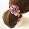 Hårtillbehör Kvinnor Mode Style Big Rose Flower Pearl Rhinestone Hair Bands Elastic Hair Rope Ring 6 Färger för tjejer