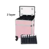 Multilayer Aluminum frame Cosmetic CaseDresser Makeup Toolbox with lightMakeup artist Suitcase BoxTrolley Luggage Bag5418705