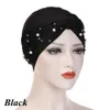 Women Headband Muslim Hijab Islamic Jersey Beads Cap Pleated Elastic Turban Hat Knot Head Wrap Hair Accessories