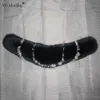 MS.Minshu Natural Fox Fur Collar Para capa Big Size Dense gola de pele pele Genuine Fox Novo Design Fur real Collar
