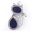 Wojiaer Fox Charms Pingants for Girl Gift Chakras Natural Gemstone Minchas Agate Amethyst Quartz Blue Sand Animal Bn364