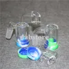 Wholesale hookah 45 90 Degree Glass Ash Catcher With quartz banger 14mm Male Joint Bubbler Silicone Container for Dab Rig Bongs