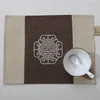 最新の刺繍喜びの民族のテーブルのプラセマット長方形の綿リネンダイニングテーブルマットパッチワーク中国のクリスマステーブルパッド