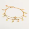 Women Gold Leaf Charm Anklets Real Photos Gold Chain Ankle Bracelet Fashion 18k Gold Ankle Bracelets Foot Jewelry GB1485