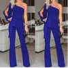 Jumpsuits für Damen, modisch, für Damen, Party, Clubwear, Overall, weites Bein, eine Schulter, lange Hose