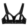 Femmes Sexy Lingerie Érotique Bonnets Ouverts Soutien-Gorge En Latex Clubwear Look Humide Soutien-Gorge En Faux Cuir Sous-Vêtements Sans Manches Jeu De Rôle Réservoirs Crop Top1280f