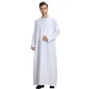 Masculino manga longa muçulmano jubba thobe mid oriental árabe robe vestido sólido plus size roupas islâmicas masculino thobe jubba 249c