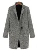 Dames Winter Trench Casual Lange Mouw Houndstooth Button Plaid Jas Grijze Herfst, Wollen Jas Merk Turn -down Collar Overjas