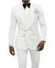 Newest Double-Breasted White Paisley Groom Tuxedos Shawl Lapel Men Suits 2 pieces Wedding Prom Dinner Blazer Jacket Pants Tie W7293o