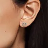 심장 모양의 럭셔리 디자이너 귀걸이 Pandora 925 스털링 실버 CZ 다이아몬드 러브 스터드 귀걸이를위한 원래 상자 여성을위한