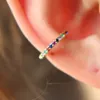 Earcuff Earings 925 Sterling Delicate Rainbow Cz Earrings Small Sized Little Girl Earring Cuff Ear Colours Micro Pave Circle