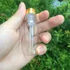 27 * 70mm 24pcs 25ml Bottiglie di vetro Vite in alluminio Tappo dorato Vuoto Trasparente Trasparente Contenitore regalo liquido Vasi per bottiglie che desiderano