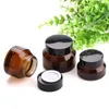 Fast Shipping 15g 30g 50g Cosmetic Cream Containers Brown Cream Eye Shadow Nails Powder Empty Glass Containers Wholesale