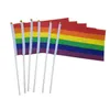 Rainbow Gay Pride Stick Flag 21 * 14CM Creative Hand Flag Mini Flag Pandaving Handhold Using Home Festival Party Decor LX1489