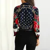 Las cadenas florales de las mujeres imprimen la blusa ocasional Bohemian Chiffon Turn-down Collar Streetwear Elegant Office Lady Primavera Otoño Camisas SH190906