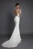 Berta Syrenka Długi Poeve Smode Ślubne Suknie Backless Sheer Neckline Koronki Aplikacja Custom Made Fishtail Sukienki ślubne