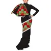 Klassisches afrikanisches Print-Patchwork-Kleid mit Schleife, Damen-Dame African Bazin Riche Langarm bodenlanges Partykleid WY3867