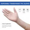 100PCSPACK engångs -PVC -transparenta handskar Skyddande anti -dammhandskar Kök Diskmaskin Vattentäta skyddshandskar S M L X7433767