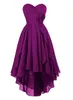 Sweetheart Hoog Laag Asymmetrische Bruidsmeisjesjurk Chiffon Ruches Party Gala Homecoming Jurken Lace-up Back230e